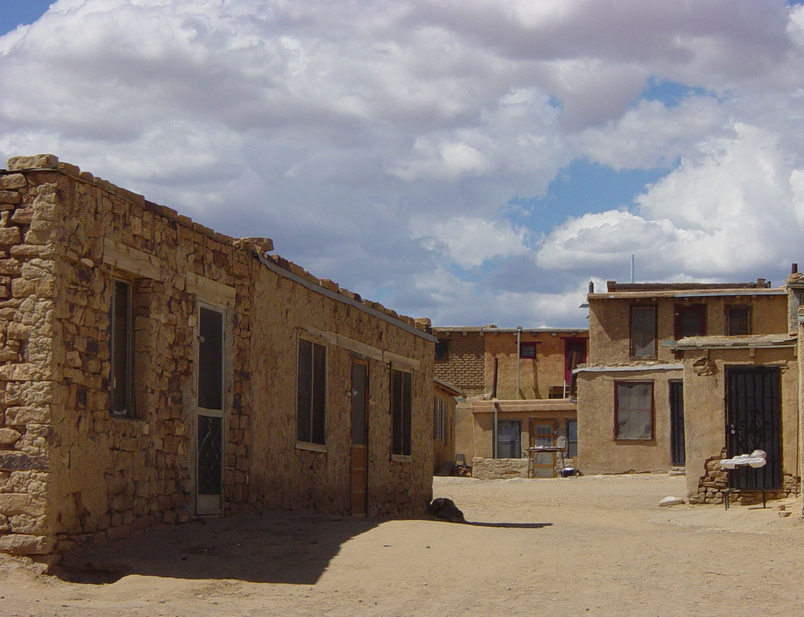 Houses in Acoma: There are about 250 houses on the mesa in Acoma.