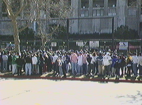 Crowd waiting to get into the Mexico vs USA Soccer match