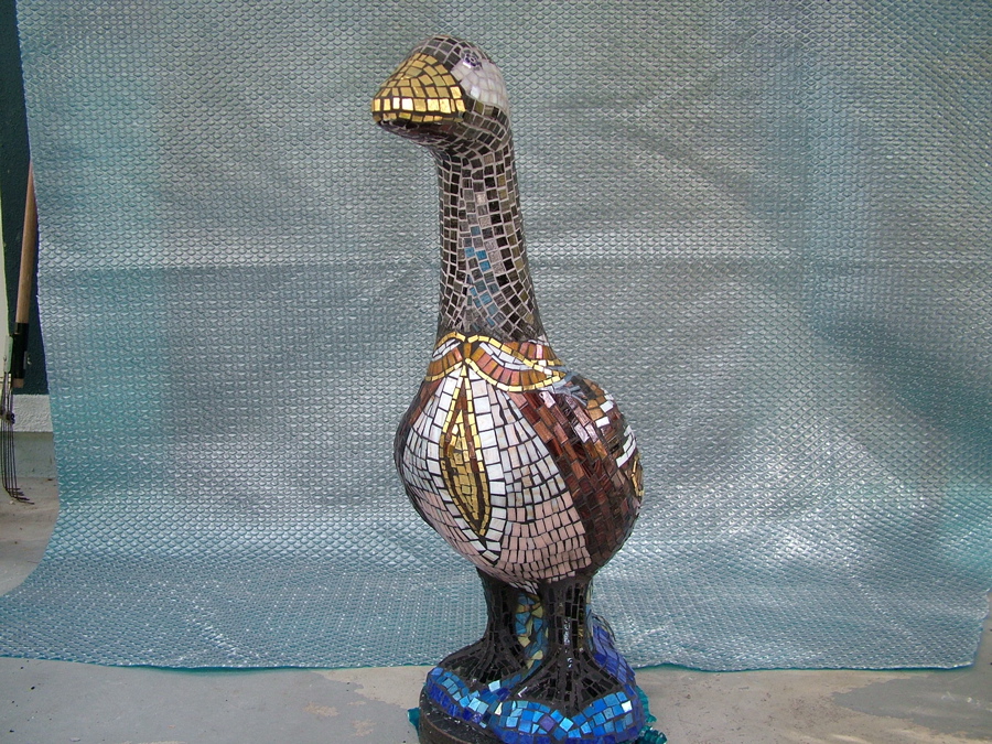 Mosaic goose photo 2 of 12 made with Italian glass tile and gold smalti.