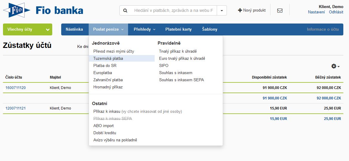 Fio Internetbanking - Fio banka